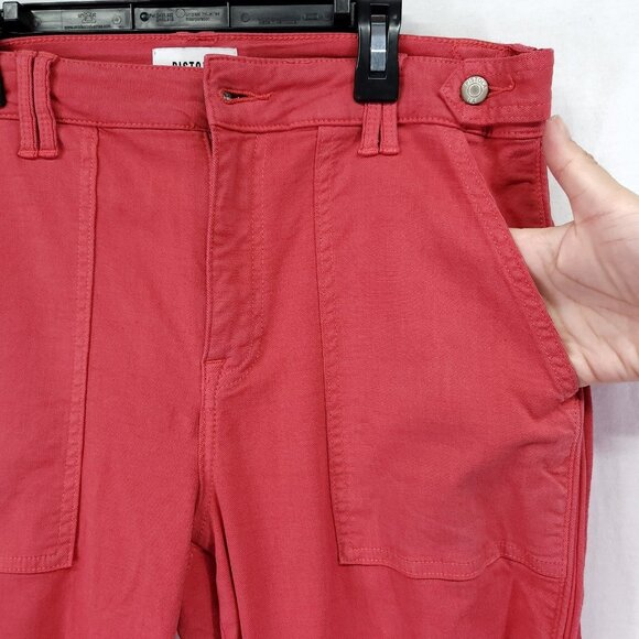 Pistola Utility Casual Pants Womens 29 Cropped Red Flat Front With Pockets - Picture 10 of 14